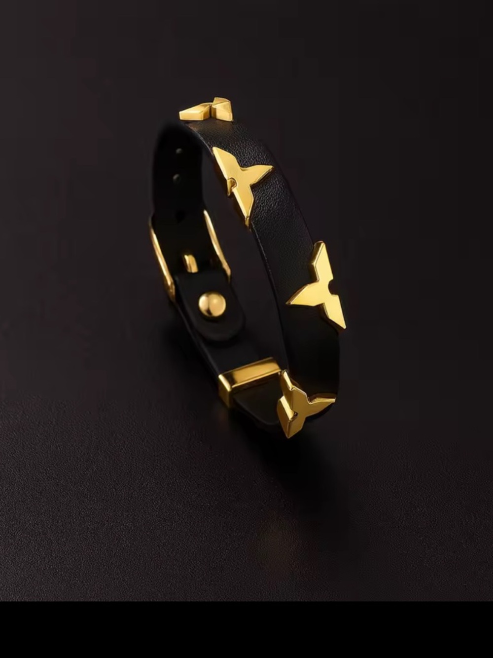Fashion leather LV look bracelet strap - Picture 3 of 5